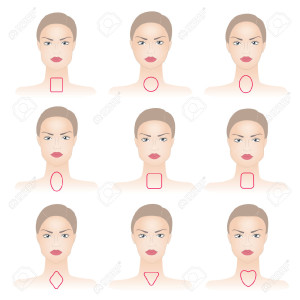 25057270-Set-of-woman-face-shapes-on-abstract-background-Stock-Vector-face-shape-illustration